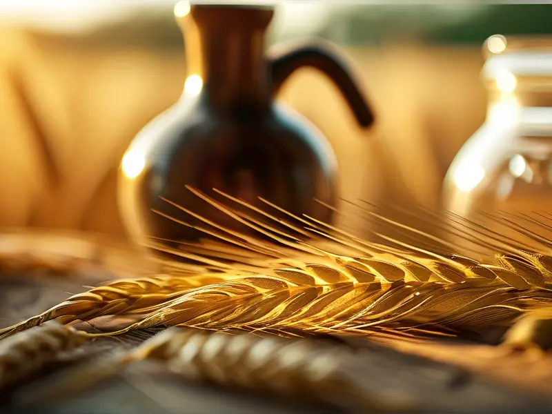 用于酿酒的金黄色小麦芽原料特写