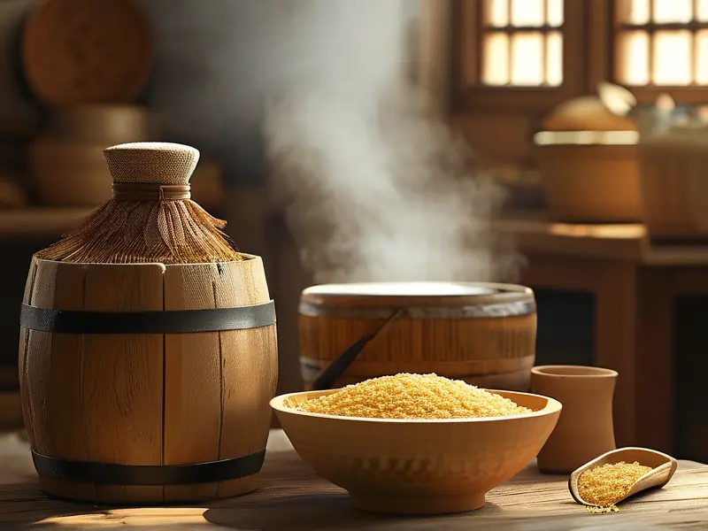 传统小米酿酒过程展示