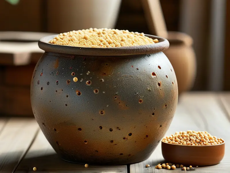 传统工艺小米酿酒发酵过程实拍