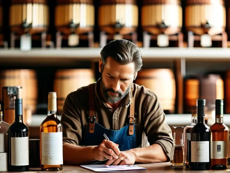 酿酒师检查自酿白酒质量并准备销售手续