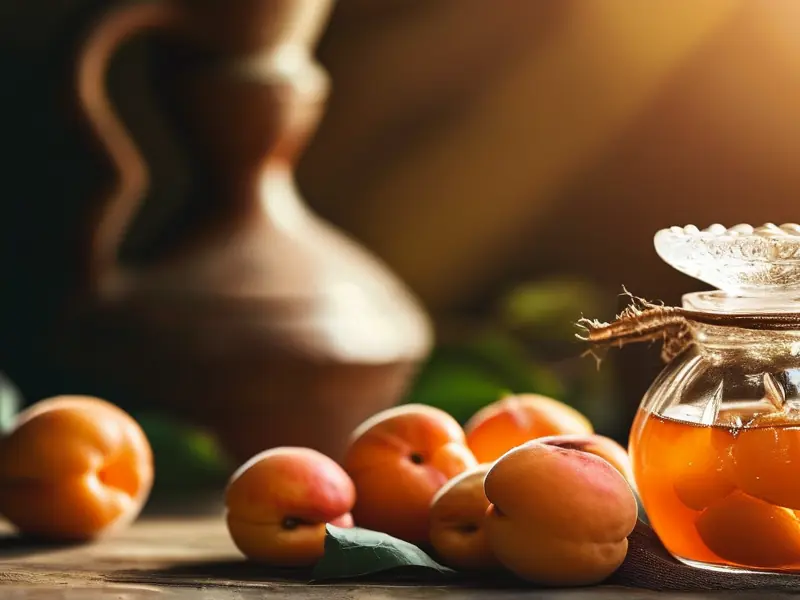 新鲜杏子与自制杏子酒成品展示