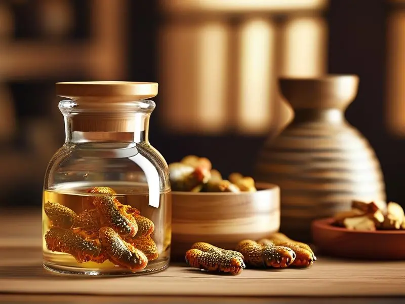 雄蚕蛾与白酒浸泡过程实拍图