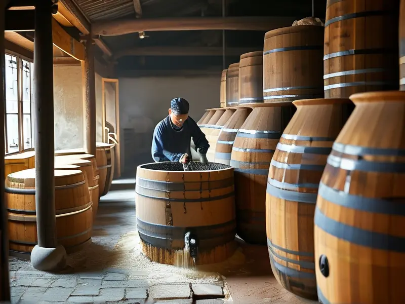 西塘烧坊纯粮酿造白酒的传统工艺展示