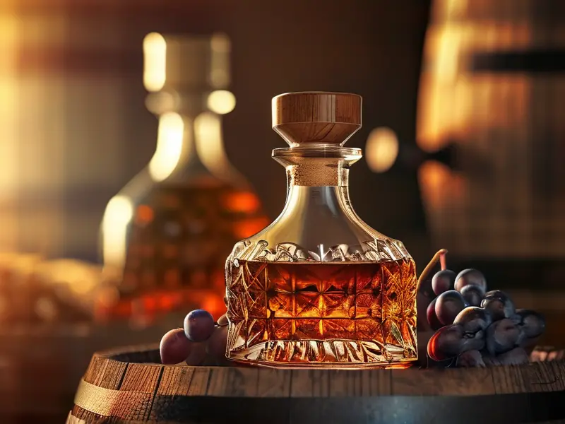 传统工艺酿造的xo酒在橡木桶中陈酿过程