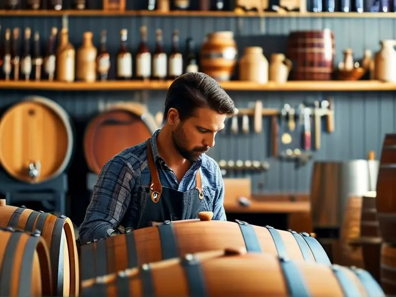 酿酒师在工作室检查发酵过程