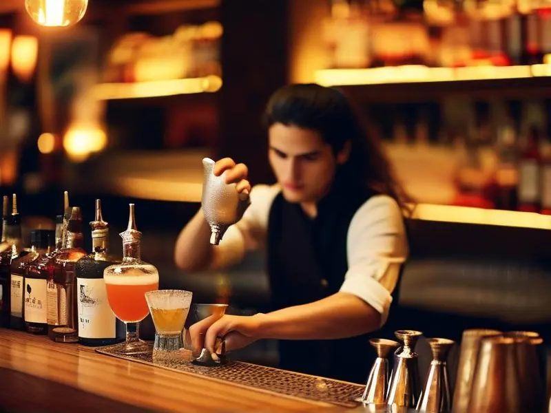 专业调酒师调制鸡尾酒
