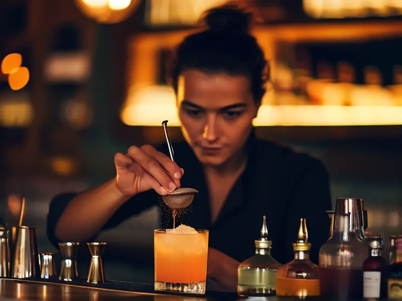 专业调酒师调制鸡尾酒