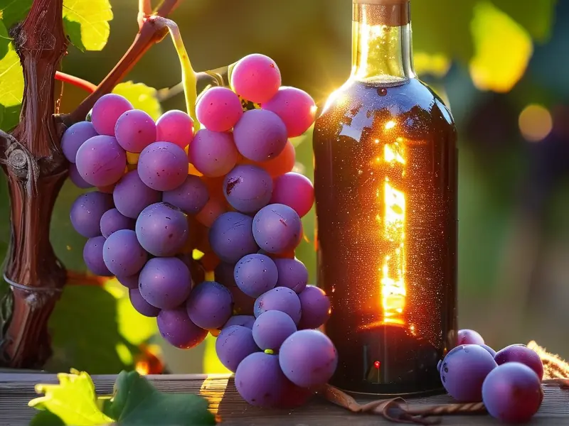 阳光玫瑰葡萄和酿酒工具