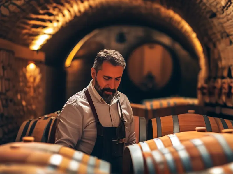 酿酒师检查窑藏酒状态