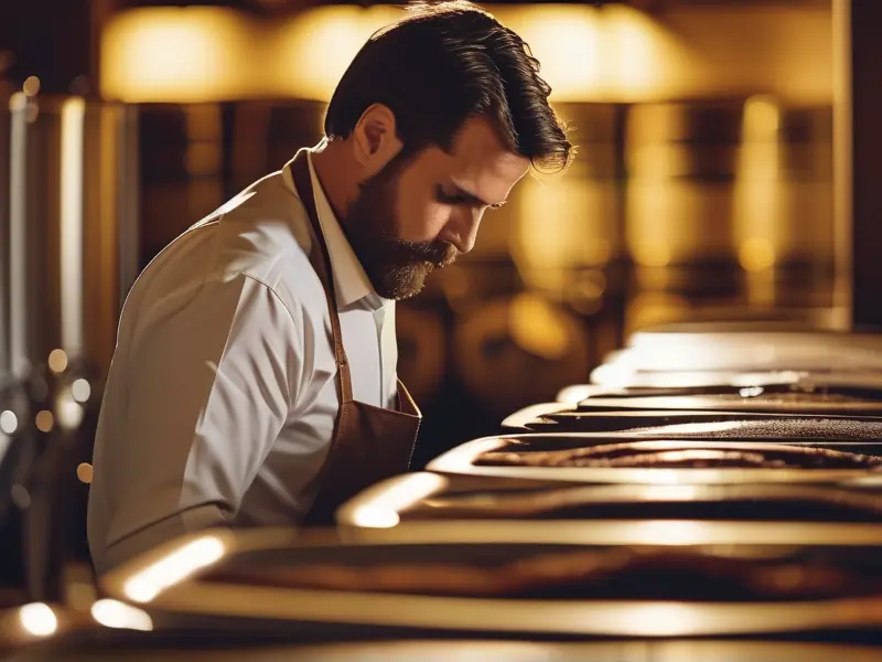 酿酒师检查液态酿酒曲发酵过程