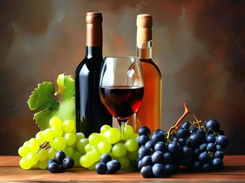 一斤葡萄与酿制完成的葡萄酒对比展示