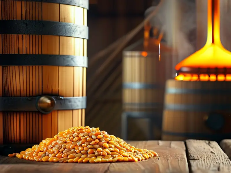 传统玉米酿酒过程实拍：玉米粒与蒸馏出酒场景
