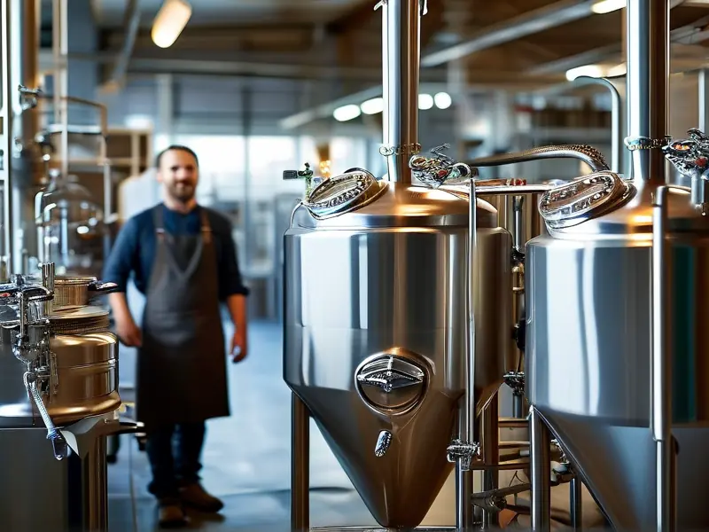 商用啤酒酿造设备工作场景实拍图