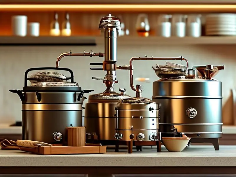 家庭酿酒设备摆放在厨房台面