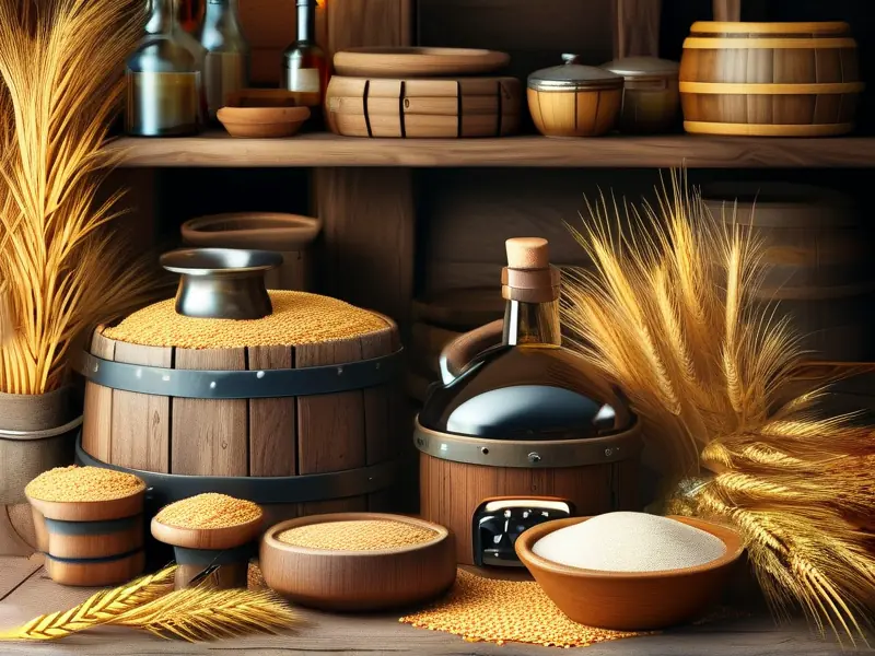 传统小麦酿酒过程实拍