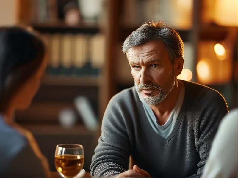 酒依赖患者接受专业心理治疗场景