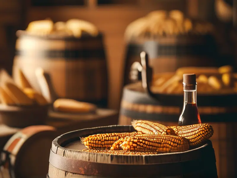 酿酒师检查玉米发酵过程实拍图