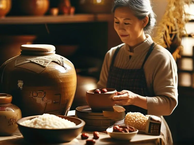传统月子酒家庭制作过程实拍