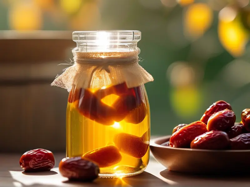 红枣原料与发酵中的枣酒对比图