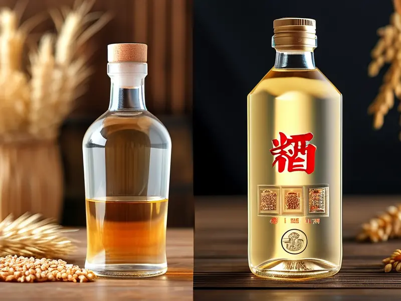 纯粮酿造酒与勾兑酒对比图