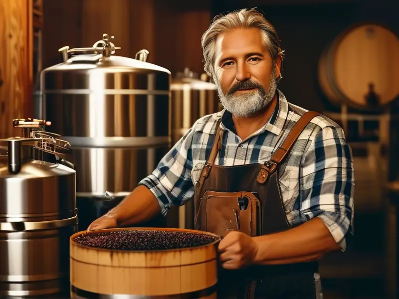 酿酒师在家中酿酒的步骤展示