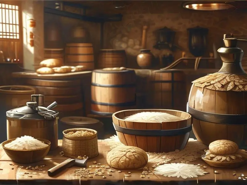 酿酒师使用酒饼进行发酵