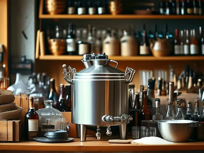 专业酿酒师检查不锈钢酿酒设备