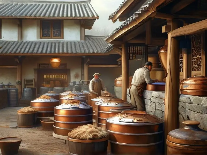 传统蒸馏白酒制作工艺现场展示