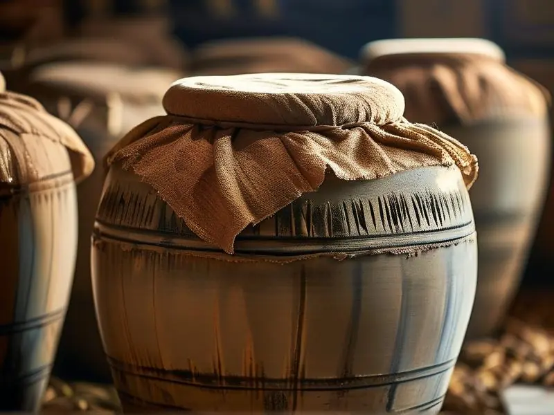 芝麻香型白酒传统陶缸发酵过程实拍