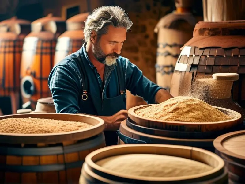 手工制作酒曲的过程展示