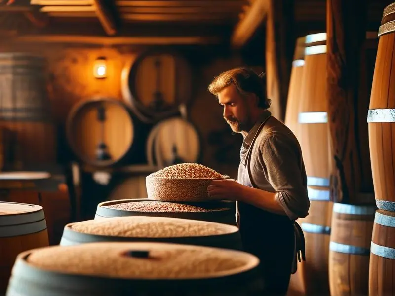 酿酒师检查发酵过程