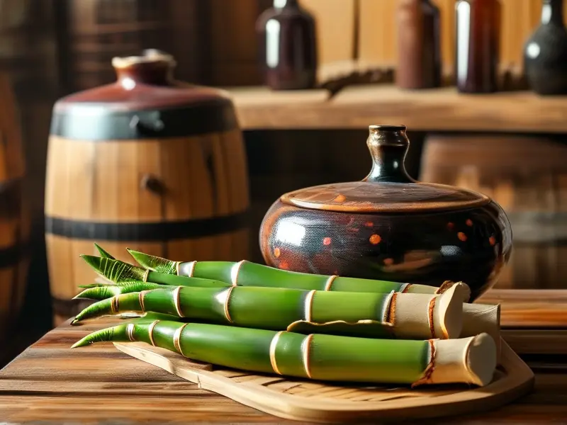 竹笋酿酒制作过程展示