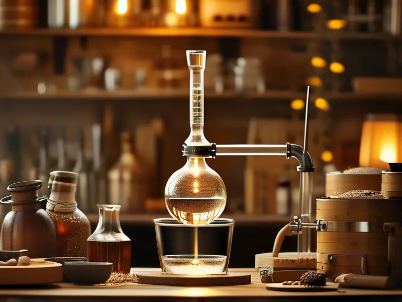 家庭自酿白酒提纯操作实拍图