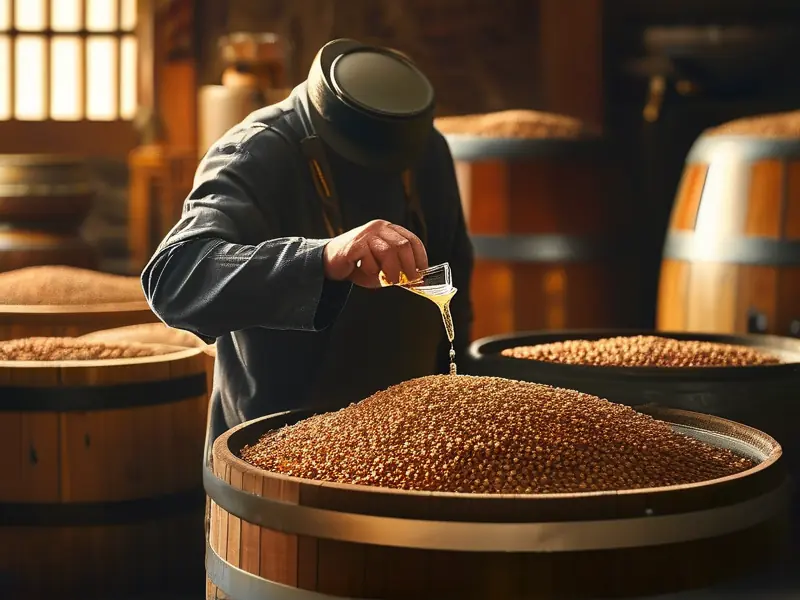 酿酒师测量自酿荞麦酒度数