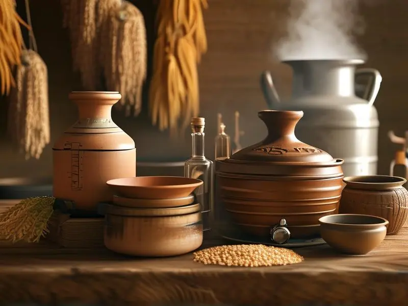 家庭粮食酒制作工具与原料实拍图
