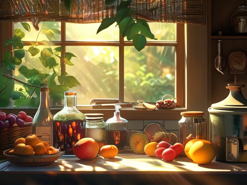 家庭自酿果酒所需材料和工具摆放