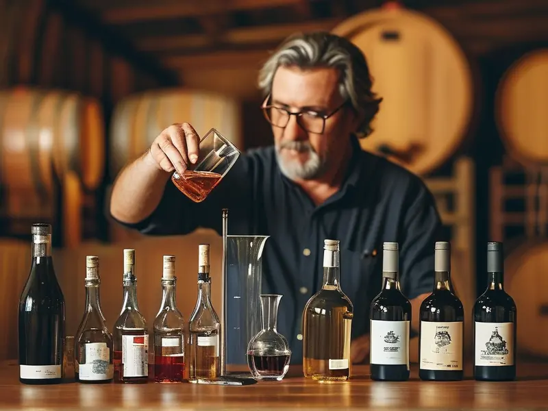 专业酿酒师进行白酒勾兑操作现场