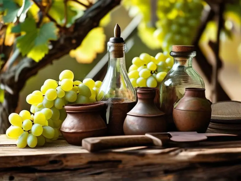 自酿葡萄酒原料和工具摆放