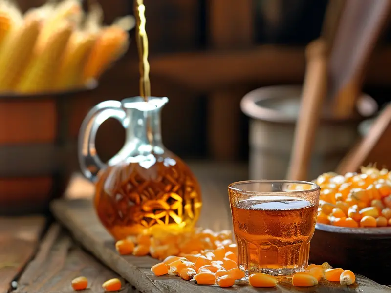 自酿玉米酒原料与成品展示