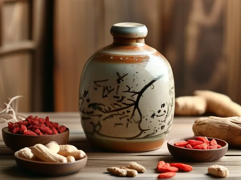 自制补肾补阳酒药材浸泡过程实拍