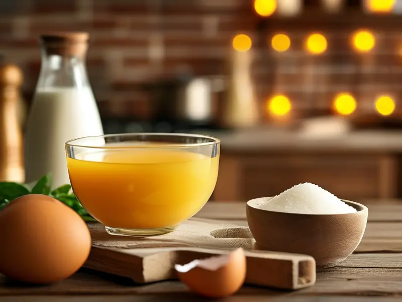 自制蛋酒成品展示及原料