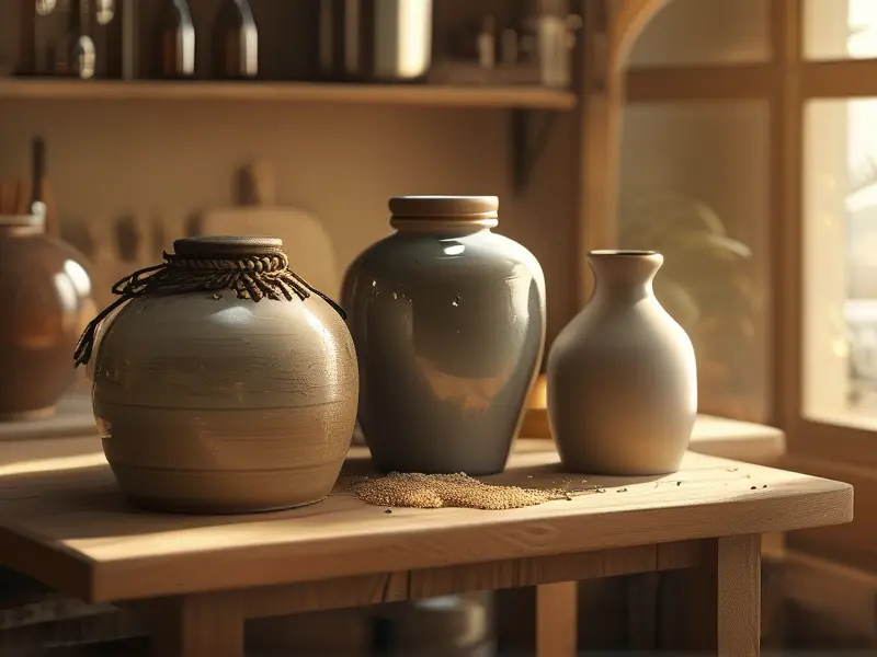 三种常见米酒酿造容器对比展示