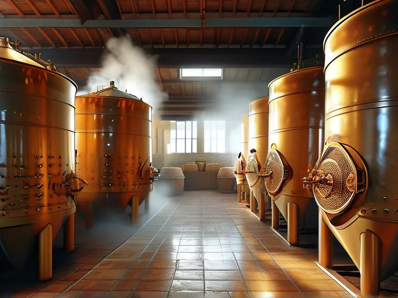 高粱酿酒过程展示，传统蒸馏设备与发酵高粱