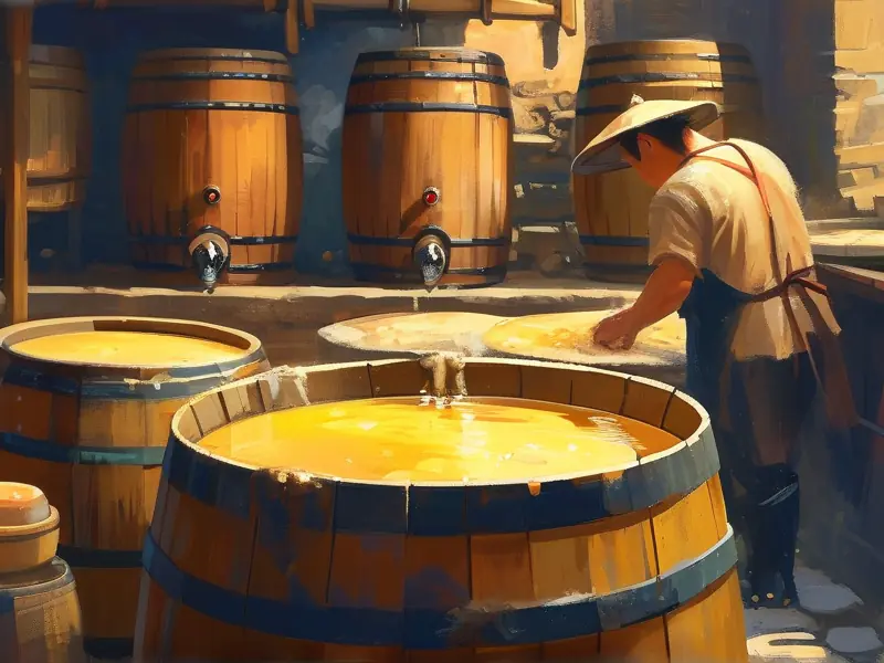 传统黄酒酿造过程展示