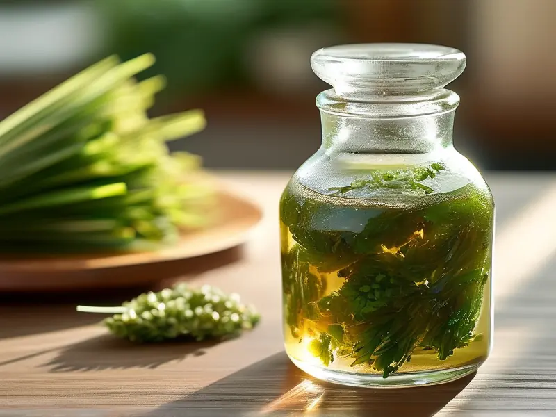 新鲜艾草泡酒制作过程实拍图