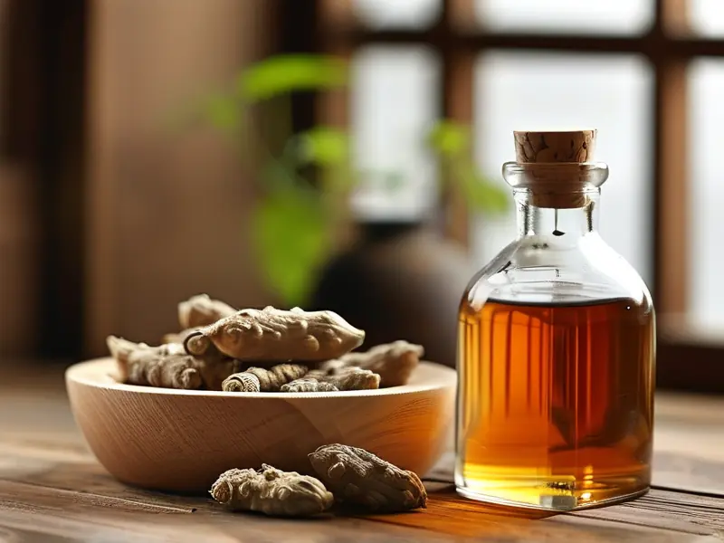 巴戟杜仲泡酒原料与成品展示图