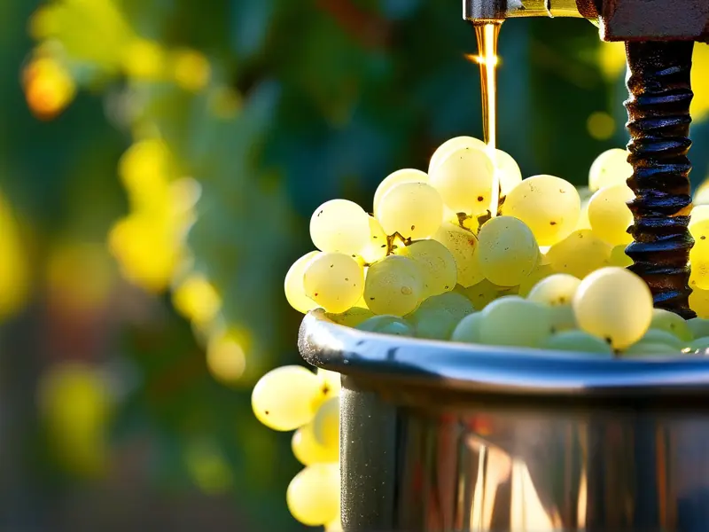 白葡萄压榨与发酵过程实景图