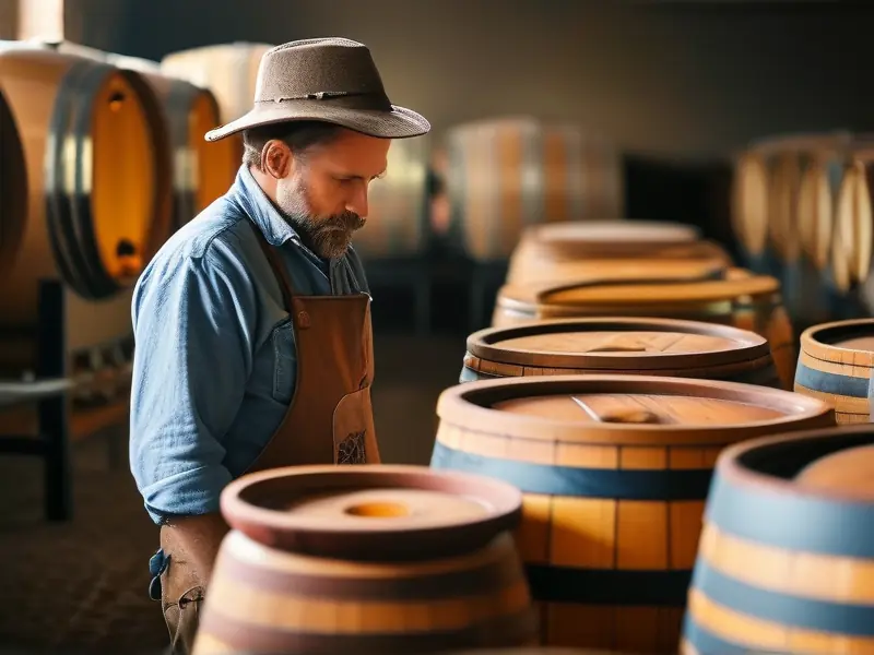 酿酒师检查白酒发酵过程