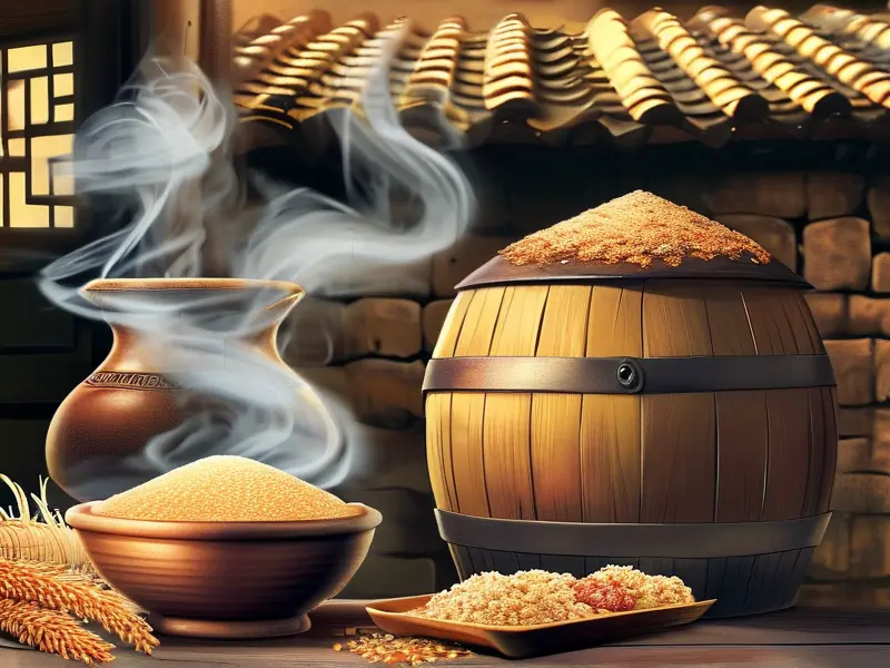 白酒与黄酒酿制工艺对比示意图