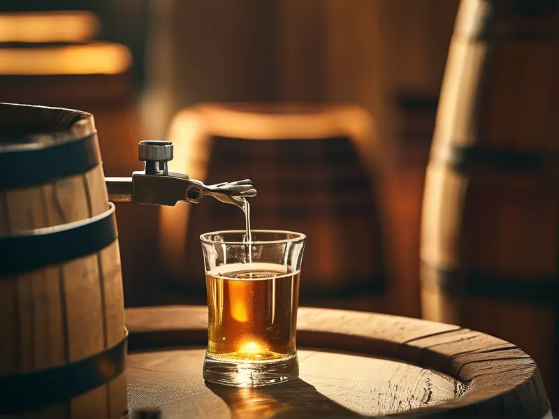 酿酒师使用酒精计测量白酒酒度